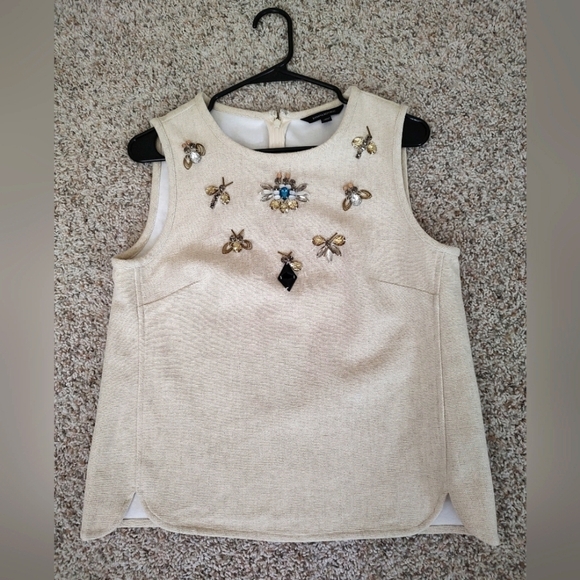 Tops - Banana Republic Embellished Cream Sleeveless Top S